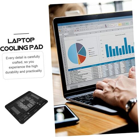وسادة تبريد للكمبيوتر المحمول، مراوح USB مزدوجة، ارتفاع قابل للتعديل، حامل حامل للكمبيوتر المحمول، تبديد الحرارة للاستخدام المكتبي in Kuwait