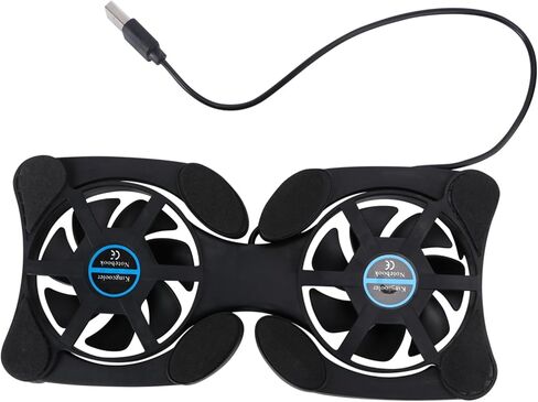 Portable Foldable Laptop Cooler with Dual Fans USB Cooling Mat for Notebooks Energy Saving Design Non Slip Protection Compatible with Laptops Black in Saudi Arabia