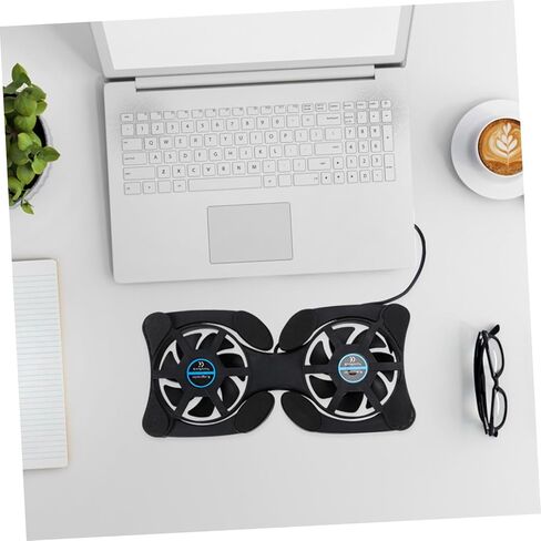 Portable Foldable Laptop Cooler with Dual Fans USB Cooling Mat for Notebooks Energy Saving Design Non Slip Protection Compatible with Laptops Black in Saudi Arabia