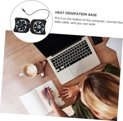 Portable Foldable Laptop Cooler with Dual Fans USB Cooling Mat for Notebooks Energy Saving Design Non Slip Protection Compatible with Laptops Black in Saudi Arabia