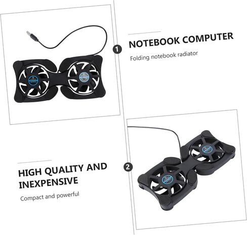 Portable Foldable Laptop Cooler with Dual Fans USB Cooling Mat for Notebooks Energy Saving Design Non Slip Protection Compatible with Laptops Black in Saudi Arabia