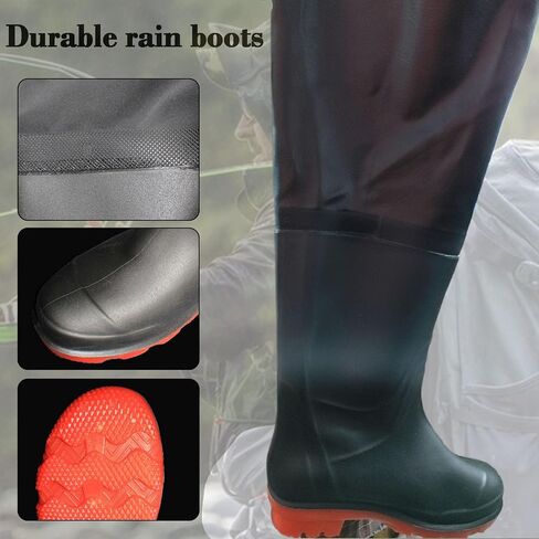 Fishing Waders for Men Women, Breathable Waist Wader Pants Waders with Boots, Waterproof Bootfoot Waders Black in Saudi Arabia