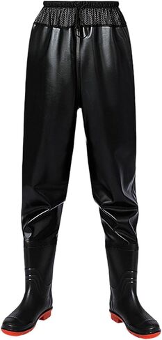 Fishing Waders for Men Women, Breathable Waist Wader Pants Waders with Boots, Waterproof Bootfoot Waders Black in Saudi Arabia
