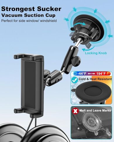 حامل هاتف طيار، [كوب شفط فائق] حامل للهاتف الخلوي على الزجاج الأمامي للطائرات، حامل نافذة طائرة بذراع معدني 360 درجة لهاتف iPhone 17 16 15 14 Pro Max، Galaxy S A Z Fold، جهاز 4-13 بوصة in Kuwait