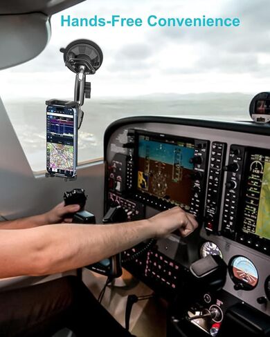 حامل هاتف طيار، [كوب شفط فائق] حامل للهاتف الخلوي على الزجاج الأمامي للطائرات، حامل نافذة طائرة بذراع معدني 360 درجة لهاتف iPhone 17 16 15 14 Pro Max، Galaxy S A Z Fold، جهاز 4-13 بوصة in Kuwait