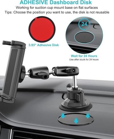 حامل هاتف طيار، [كوب شفط فائق] حامل للهاتف الخلوي على الزجاج الأمامي للطائرات، حامل نافذة طائرة بذراع معدني 360 درجة لهاتف iPhone 17 16 15 14 Pro Max، Galaxy S A Z Fold، جهاز 4-13 بوصة in Kuwait