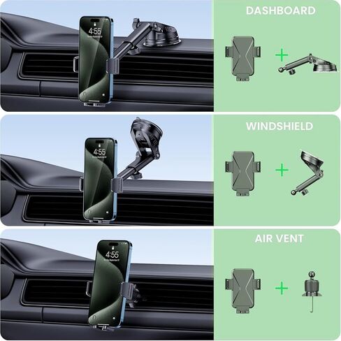 360° Adjustable Vent Phone Mount, Universal Hands-Free Car Phone Holder for All 4-7 Inch Smartphones, Secure Fit for Vent Dashboard Windshield in Kuwait