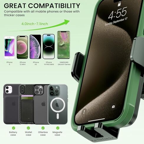 360° Adjustable Vent Phone Mount, Universal Hands-Free Car Phone Holder for All 4-7 Inch Smartphones, Secure Fit for Vent Dashboard Windshield in Kuwait