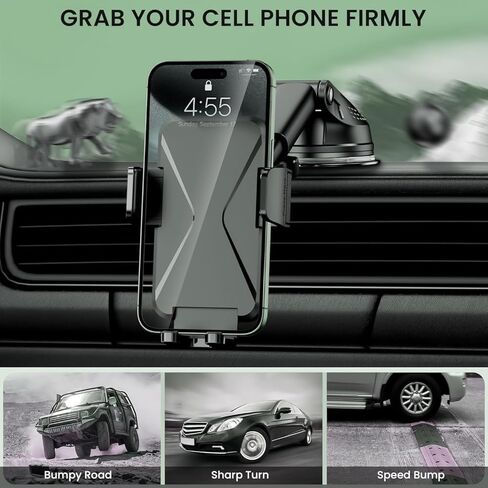 360° Adjustable Vent Phone Mount, Universal Hands-Free Car Phone Holder for All 4-7 Inch Smartphones, Secure Fit for Vent Dashboard Windshield in Kuwait