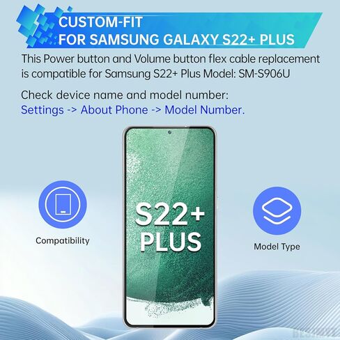 لهاتف Samsung Galaxy S22+ Plus زر الطاقة وزر الصوت، كابل مرن بديل للكابل المرن، مفتاح تشغيل/إيقاف تشغيل الطاقة، زر التحكم، أجزاء إصلاح موصل SM-S906U SM-S906U1 in Kuwait
