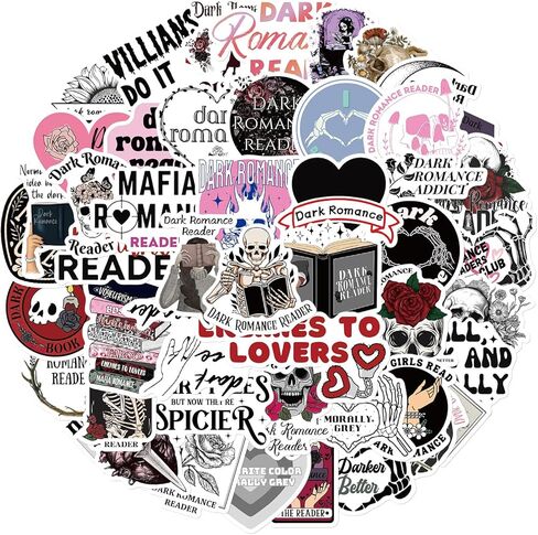 50Pcs Dark Romance Book Stickers for Kindle, Romance Bookish Sticker Pack for Readers Adult Book Lovers Vinyl Decals for Laptop Phone Skateboard Ebook Reader Water Bottle,Guitar,Girls(Dark Romance) in Saudi Arabia