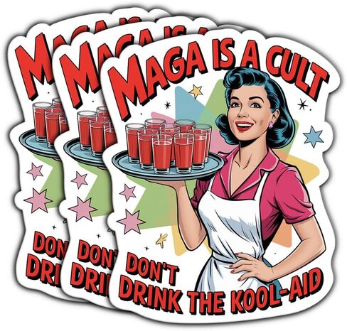 (3 قطع) ملصق MAGA is A Cult Don't Drink The Kool Aid - مضاد للرئيس - فكاهة سياسية - تقدم سياسي - ملصق مقاوم للاحتجاج - ملصق مقاوم للفاشية - ملصق 3 بوصة لزجاجات مياه الكمبيوتر المحمول in Kuwait