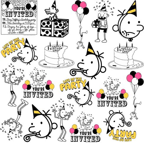 مجموعة متنوعة من الملصقات الفاخرة الكبيرة من الفينيل مقاس 50 قطعة من Diary of a Wimpy Partypooper - ملصقات توضيحية لكتاب مقطوع بالقالب لأجهزة الكمبيوتر المحمول، وزجاجة مياه، وسجل القصاصات، والكمبيوتر اللوحي، داخليًا وخارجيًا in Kuwait