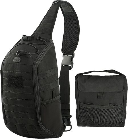 حقيبة ظهر M-Tac 10L التكتيكية - حقيبة كروس طبية بحمالة EMS EDC مع لوحة حلقة للحمل المخفي - حقيبة ظهر للسفر وصيد الأسماك والمشي لمسافات طويلة (أسود) in Kuwait