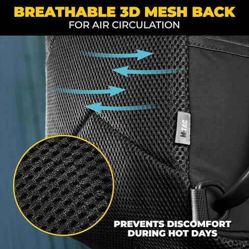 حقيبة ظهر M-Tac 10L التكتيكية - حقيبة كروس طبية بحمالة EMS EDC مع لوحة حلقة للحمل المخفي - حقيبة ظهر للسفر وصيد الأسماك والمشي لمسافات طويلة (أسود) in Kuwait
