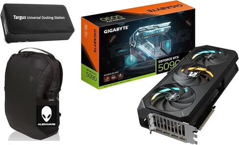 GIGABYTE Gaming GeForce RTX 5090 OC Edition 32GB GDDR7, 2550 MHz (Ref. Card : 2407MHz), Clock 28 Gbps, Memory Bus 512 bit, Resolution 7680x4320, Bundle with Targus Dock Station and Backpack Alinware in Saudi Arabia