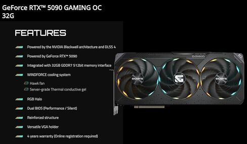 GIGABYTE Gaming GeForce RTX 5090 OC Edition 32GB GDDR7, 2550 MHz (Ref. Card : 2407MHz), Clock 28 Gbps, Memory Bus 512 bit, Resolution 7680x4320, Bundle with Targus Dock Station and Backpack Alinware in Saudi Arabia