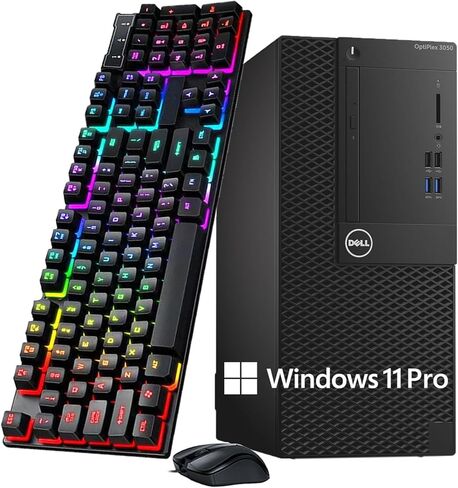 كمبيوتر سطح المكتب Dell OptiPlex 3050 Mini Tower، Intel Core i5-7500 3.4 جيجا هرتز Business MT Desktop PC، ذاكرة وصول عشوائي 8 جيجا، 256 جيجا SSD، منفذ عرض، لوحة مفاتيح وماوس، WiFi، BT، Windows 11 Pro (متجدد) in Kuwait