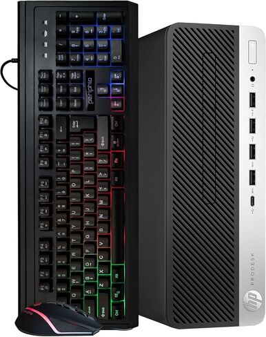 كمبيوتر مكتبي HP ProDesk 600G4 | الجيل الثامن سداسي النواة Intel i5 (3.2 جيجا هرتز) | ذاكرة وصول عشوائي DDR4 سعة 64 جيجابايت | 2 تيرابايت اس اس دي | ويندوز 11 هوم | لوحة مفاتيح وماوس RGB | كمبيوتر منزلي أو مكتبي (متجدد) in Kuwait