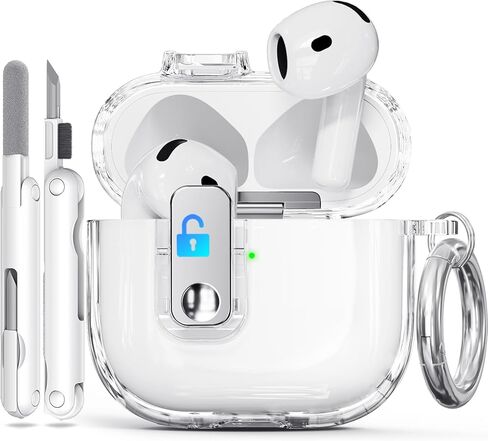 حافظة AirPods 4 مع قفل آمن، حافظات شفافة مضادة للأصفر لأجهزة Apple AirPods الجيل الرابع 2024، غطاء ناعم من مادة TPU مع مجموعة تنظيف (شفاف) in Kuwait