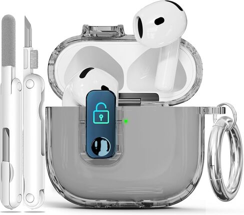 حافظة AirPods 4 مع قفل آمن، حافظات شفافة مضادة للأصفر لأجهزة Apple AirPods الجيل الرابع 2024، غطاء ناعم من مادة TPU مع مجموعة تنظيف (شفاف) in Kuwait