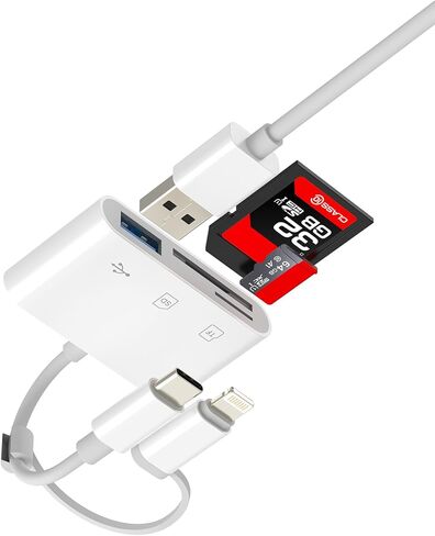 SD Card Reader (3in2) for iPhone 16 15 14 Lightning USB C Adapter Camera Accessorie OTG TF Memory Digital for Apple for IPad Pro Mini Air MacBook Transfer Type C Hub Flash Drive Computer Photo Cable in Saudi Arabia