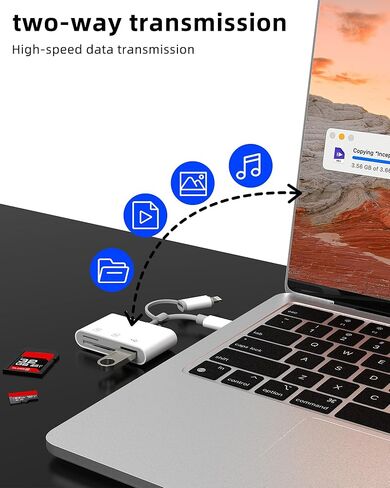 SD Card Reader (3in2) for iPhone 16 15 14 Lightning USB C Adapter Camera Accessorie OTG TF Memory Digital for Apple for IPad Pro Mini Air MacBook Transfer Type C Hub Flash Drive Computer Photo Cable in Saudi Arabia