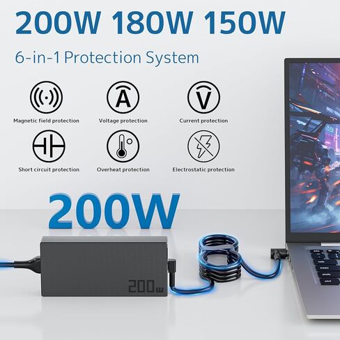 شاحن كمبيوتر محمول 200 واط متوافق مع ASUS ROG Strix G15 G513 G17 G713 G733 Hero III G731GW G731GV Zephyrus G15 GA503 Gaming Zenbook Pro ADP-200JB D محول الطاقة in Kuwait