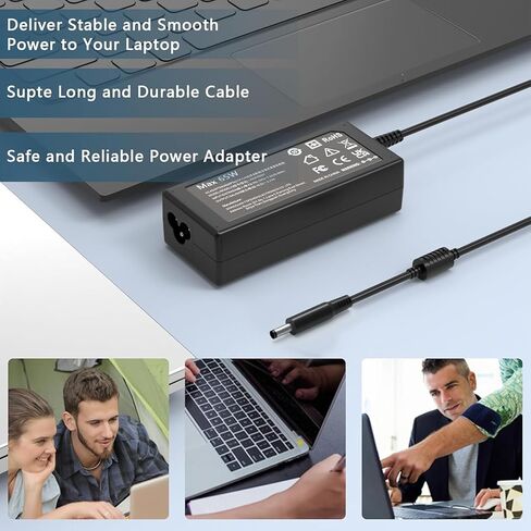 محول تيار متردد 65 وات 4.5 مم متوافق مع أجهزة الكمبيوتر المحمول Dell 16 15 14 DC15250 DC15255 DC16255 DC16251 DC16250 DC14250 DC14255، Latitude 3520 3540 3440 3420 3550 3430 3320 مزود الطاقة in Kuwait