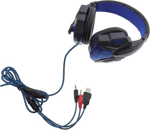 Wired Gaming Headset with Microphone Over Ear Headphones for PC and Laptop, Stereo Ear Pad Headset with LED Lighting Suitable for Live Streaming and Online Games in Kuwait