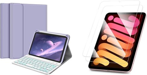 حزمة Fintie: حافظة لوحة مفاتيح Fintie لجهاز iPad Mini (A17 Pro) 2024 / iPad Mini 6، غطاء خلفي ناعم من مادة TPU مع لوحة مفاتيح بلوتوث بإضاءة خلفية قابلة للفصل مغناطيسيًا + [عبوتان] واقي شاشة من الزجاج المقوى in Kuwait