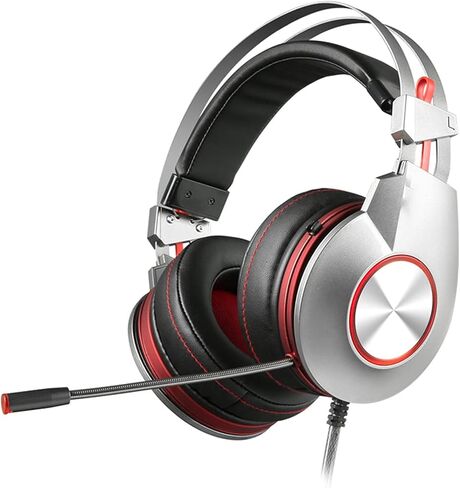 Head Set Headphones,PC Gaming Headset Over-Ear Gaming Headphones - with Mic Noise Cancelling & Volume Control for Laptop-Silver in Saudi Arabia