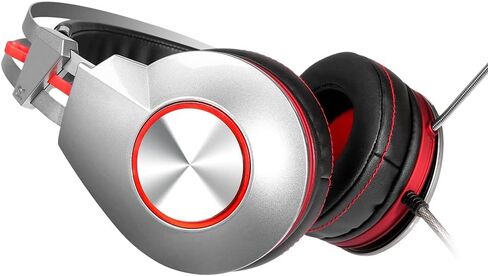 Head Set Headphones,PC Gaming Headset Over-Ear Gaming Headphones - with Mic Noise Cancelling & Volume Control for Laptop-Silver in Saudi Arabia