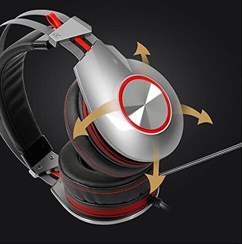 Head Set Headphones,PC Gaming Headset Over-Ear Gaming Headphones - with Mic Noise Cancelling & Volume Control for Laptop-Silver in Saudi Arabia