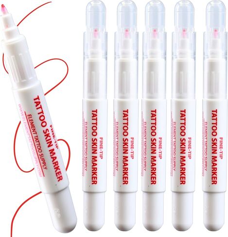 Element Tattoo Supply - أقلام تحديد للوشم ذات أطراف رفيعة للغاية - اللون أرجواني - قلم استنسل - للاستعمال مرة واحدة - Skin Scribe (5 عبوات) in Kuwait