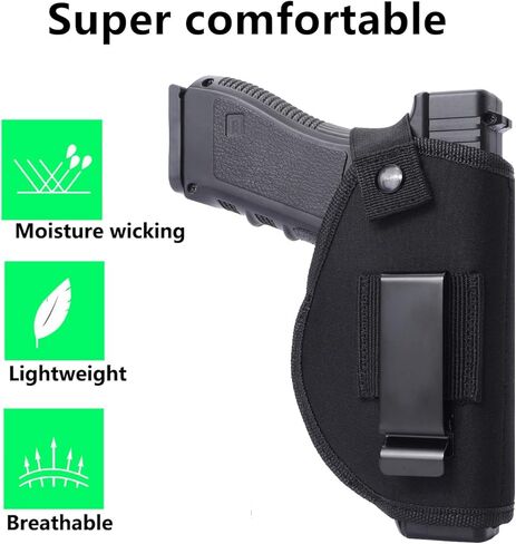 حافظة IWB يمين يسار عالمي للحمل المخفي | داخل حزام الخصر | يناسب جميع الأسلحة النارية S&W M&P Shield G17 G19 23 25 26 27 29 30 32 33 38 42 43 Springfield XD X | مع حقيبة مجلة إضافية in Kuwait