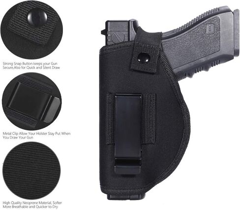 حافظة IWB يمين يسار عالمي للحمل المخفي | داخل حزام الخصر | يناسب جميع الأسلحة النارية S&W M&P Shield G17 G19 23 25 26 27 29 30 32 33 38 42 43 Springfield XD X | مع حقيبة مجلة إضافية in Kuwait