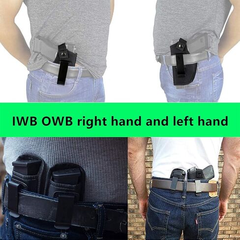 حافظة IWB يمين يسار عالمي للحمل المخفي | داخل حزام الخصر | يناسب جميع الأسلحة النارية S&W M&P Shield G17 G19 23 25 26 27 29 30 32 33 38 42 43 Springfield XD X | مع حقيبة مجلة إضافية in Kuwait