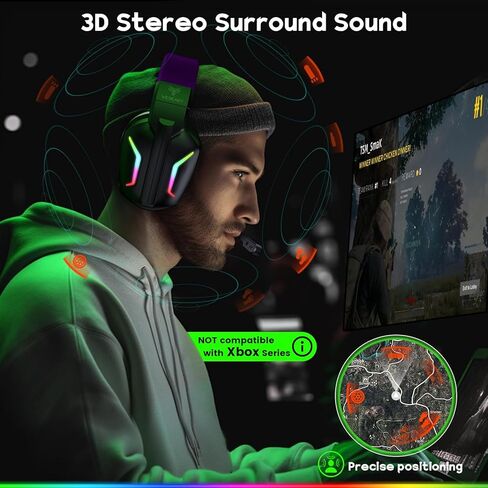 WESEARY Wireless Gaming Headset for PS5, PS4, PC, Switch & Mac, 20ms Ultra-Low Latency, 2.4GHz USB & Bluetooth 5.4 Gaming Headphones with Mic, 50H Battery Life, 3D Spatial Audio, Dynamic Lighting in Saudi Arabia
