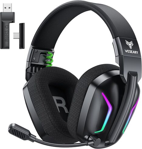 WESEARY Wireless Gaming Headset for PS5, PS4, PC, Switch & Mac, 20ms Ultra-Low Latency, 2.4GHz USB & Bluetooth 5.4 Gaming Headphones with Mic, 50H Battery Life, 3D Spatial Audio, Dynamic Lighting in Saudi Arabia