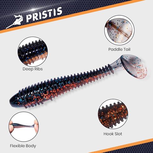 Pristis 35 pcs Paddle Tail Swimbaits, 3 inchs Fishing Soft Lures for Bass Crappie Walleye Trout, Durable Plastic Sinking Bait Swimmer Kit for Saltwater Freshwater Texas Carolina Fitness Rig in Saudi Arabia