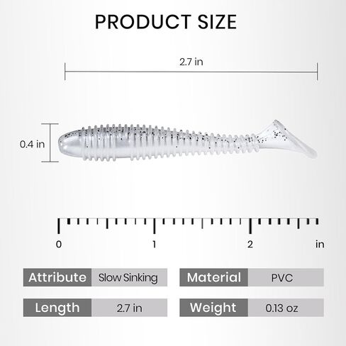 Pristis 35 pcs Paddle Tail Swimbaits, 3 inchs Fishing Soft Lures for Bass Crappie Walleye Trout, Durable Plastic Sinking Bait Swimmer Kit for Saltwater Freshwater Texas Carolina Fitness Rig in Saudi Arabia