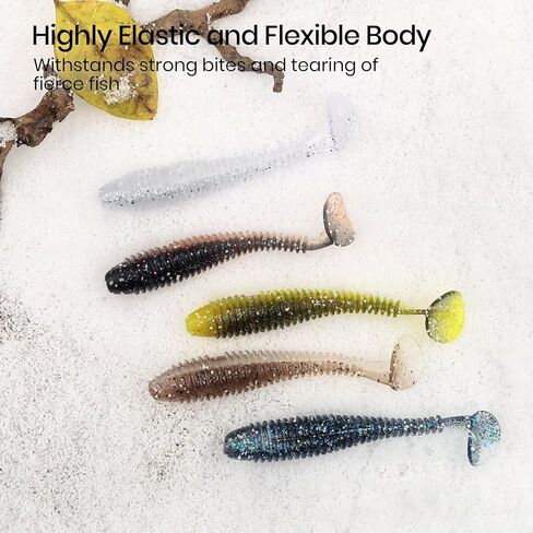 Pristis 35 pcs Paddle Tail Swimbaits, 3 inchs Fishing Soft Lures for Bass Crappie Walleye Trout, Durable Plastic Sinking Bait Swimmer Kit for Saltwater Freshwater Texas Carolina Fitness Rig in Saudi Arabia