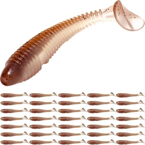 Pristis 35 pcs Paddle Tail Swimbaits, 3 inchs Fishing Soft Lures for Bass Crappie Walleye Trout, Durable Plastic Sinking Bait Swimmer Kit for Saltwater Freshwater Texas Carolina Fitness Rig in Saudi Arabia