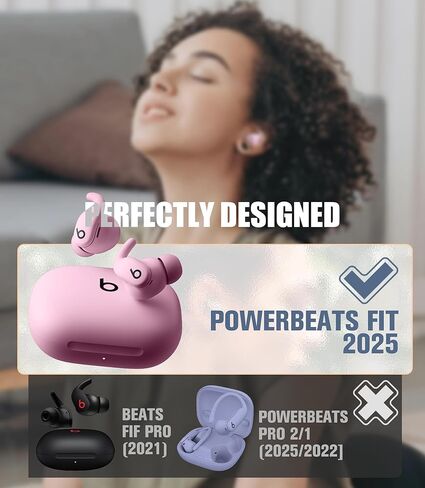 Seltureone متوافق مع حقيبة Beats Powerbeats Fit 2025 مع مجموعة التنظيف وحلقة تسلق غطاء حماية من السيليكون الناعم لهاتف Beats Powerbeats Fit 2025 - وردي فاتح in Kuwait