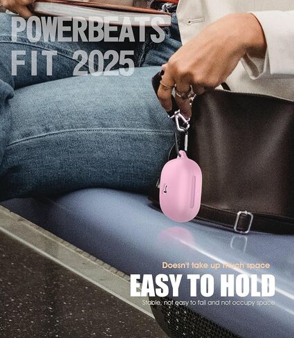 Seltureone متوافق مع حقيبة Beats Powerbeats Fit 2025 مع مجموعة التنظيف وحلقة تسلق غطاء حماية من السيليكون الناعم لهاتف Beats Powerbeats Fit 2025 - وردي فاتح in Kuwait