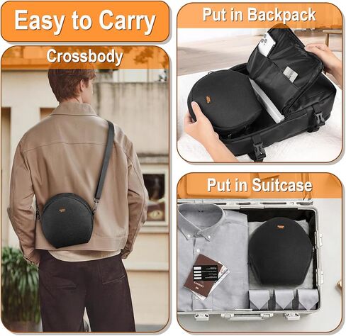 Desing Wish Portable Headphone Storage Bag with Shoulder Strap Universal Headset Pouch for Most Over-Ear Headphones Oxford Cloth Soft Headphone Case Headset Travel Carrying Pouch (Black) in Saudi Arabia