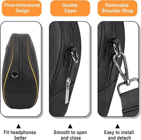 Desing Wish Portable Headphone Storage Bag with Shoulder Strap Universal Headset Pouch for Most Over-Ear Headphones Oxford Cloth Soft Headphone Case Headset Travel Carrying Pouch (Black) in Saudi Arabia