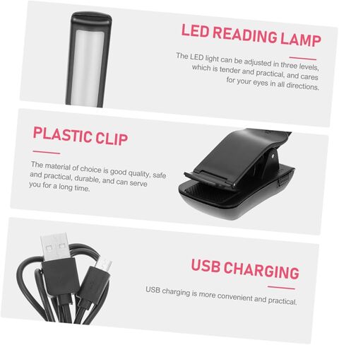 مشبك مصباح قراءة LED قابل لإعادة الشحن من Homoyoyo، مصباح حامل موسيقى البيانو مع مشبك بجانب السرير، مصباح سطوع قابل للتعديل متعدد الوظائف للقراءة ونتائج الموسيقى in Saudi Arabia