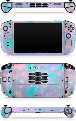 ZOOMHITSKINS Gaming Skin Compatible with Lenovo Legion Go 2 2025 Skin, Gemstone Pink Blue Silver Marble Spark Opal, 3M Vinyl Decal Sticker Wrap, Made in The USA in Saudi Arabia